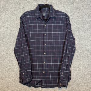 J.Crew Shirt Mens Medium Blue Plaid Flannel Button Up Slim Fit Casual